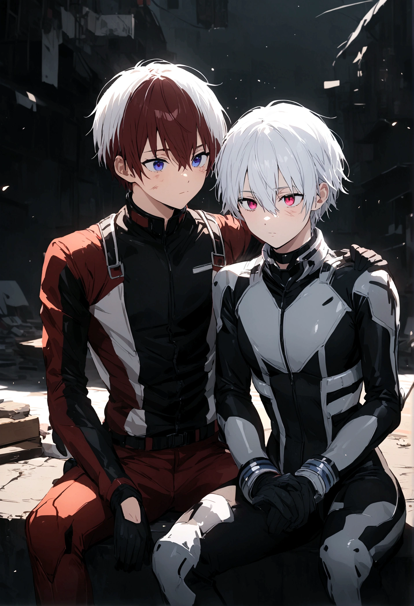 Girl scars in the eye vicolor eyes suit whatever would be rude vocabulary UA suit sitting next to Shoto Todoroki 