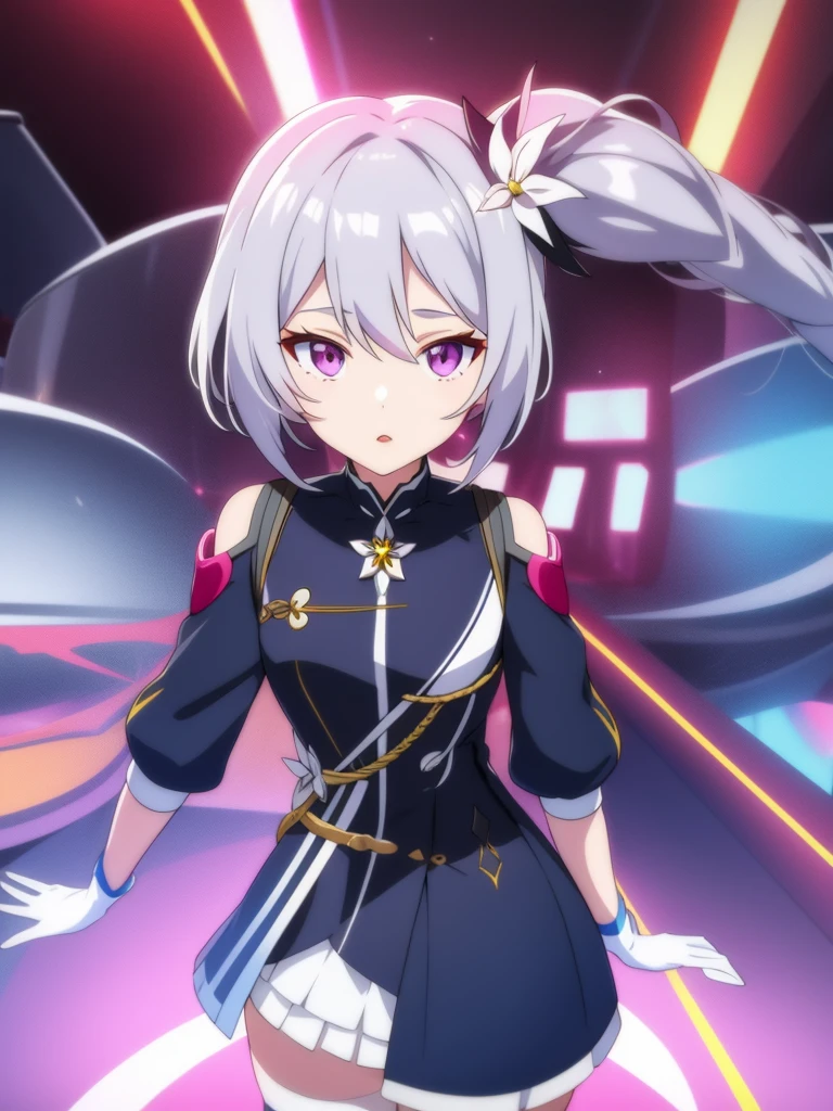 1girl, anime girl, silver hair, long twintails, silver eyes, honkai, anime screencap