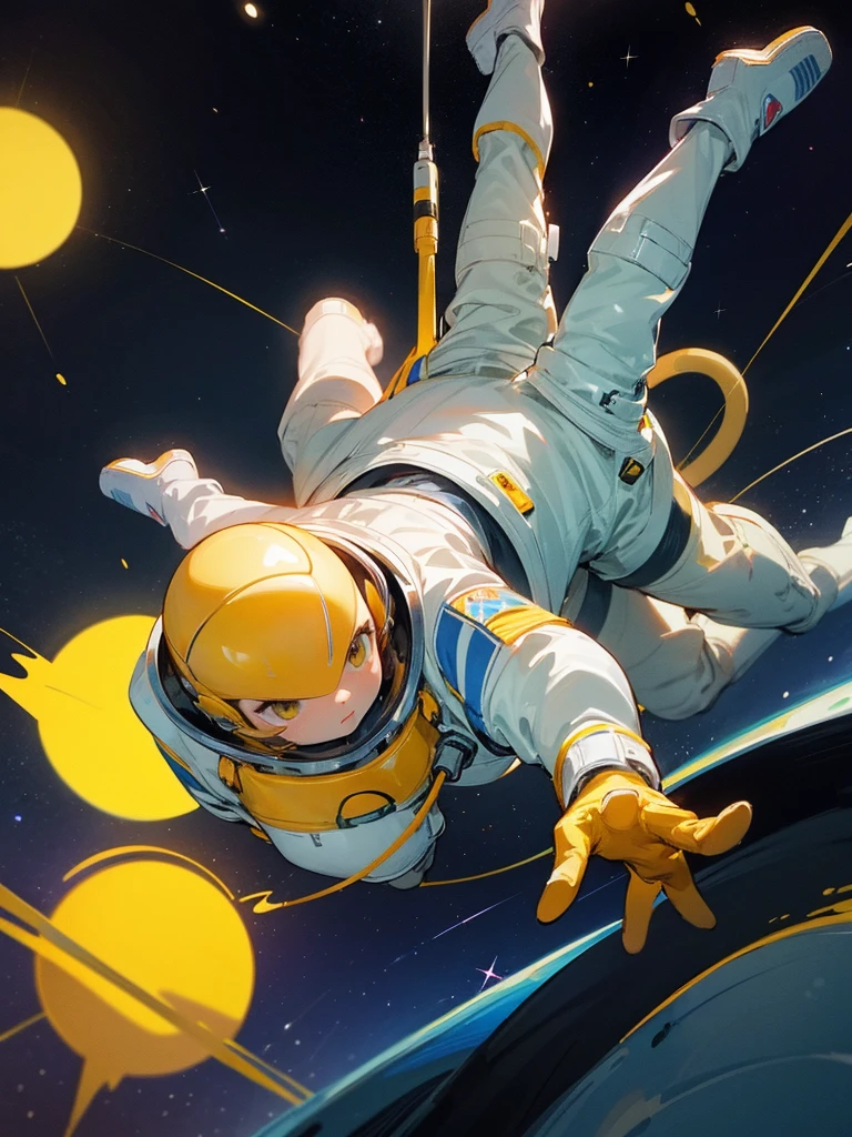 cat yellow ,space,star ,space suit
