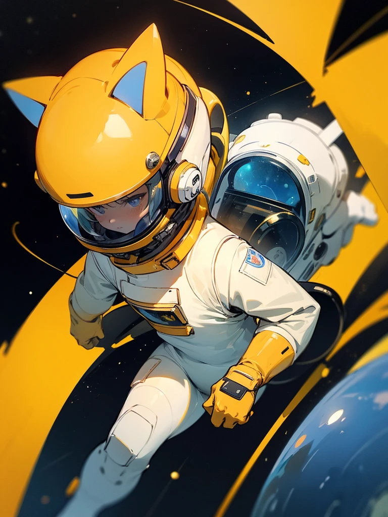 cat yellow ,space,star ,space suit