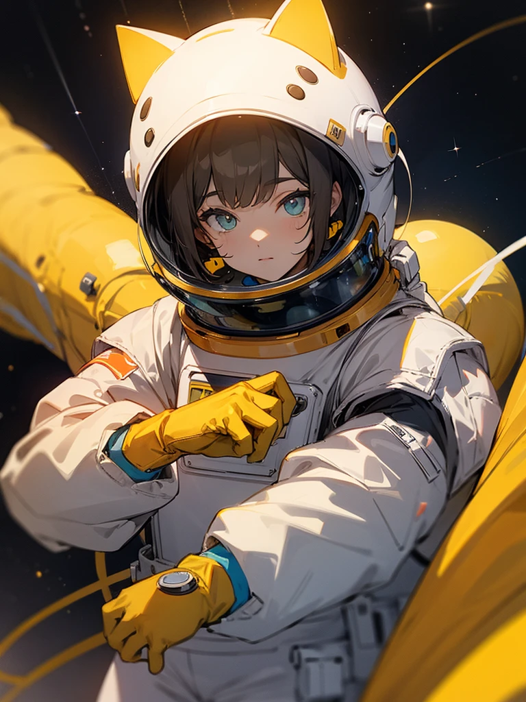 cat yellow ,space,star ,space suit