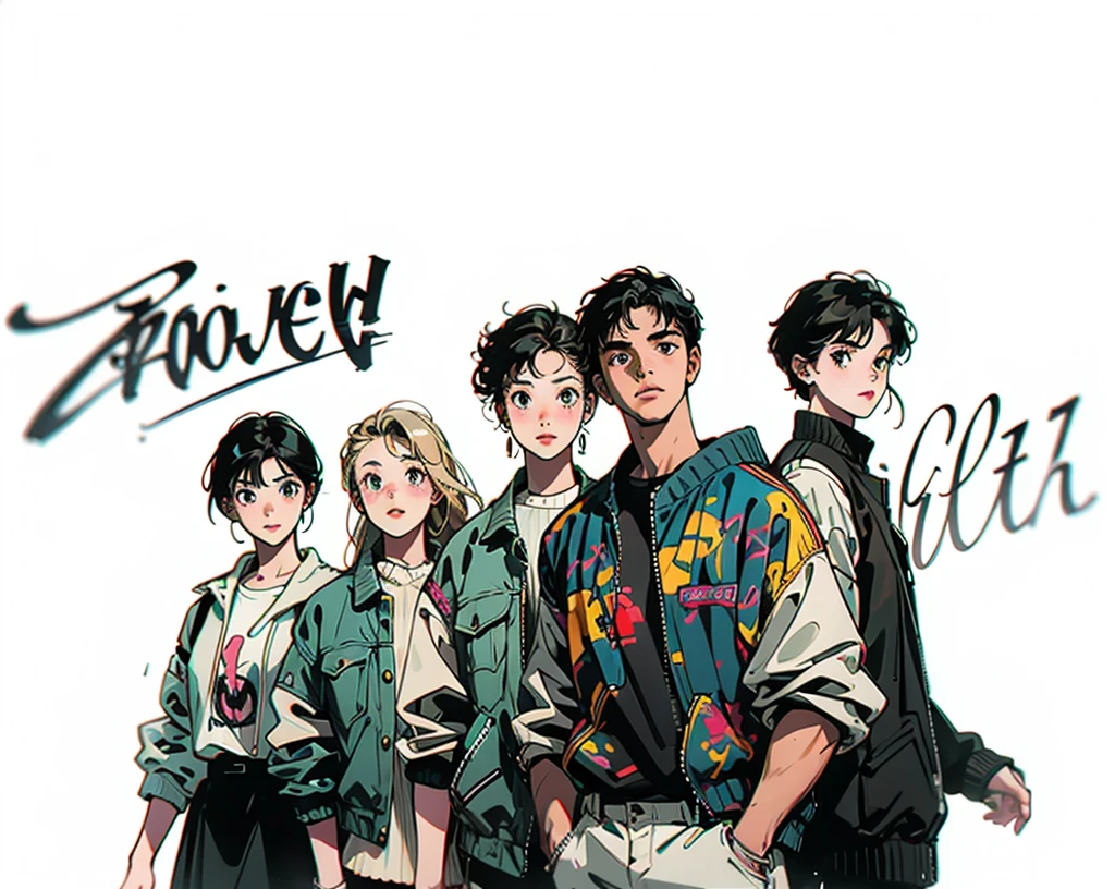 5 women girls,jacket black