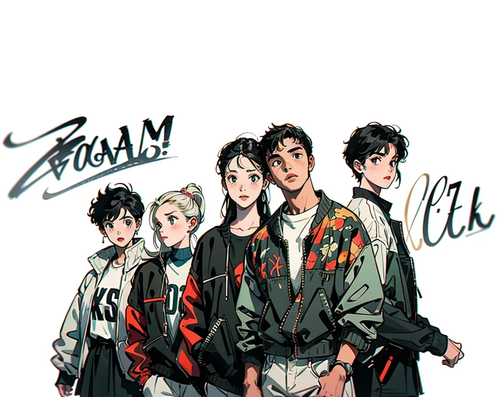 5 women girls,jacket black