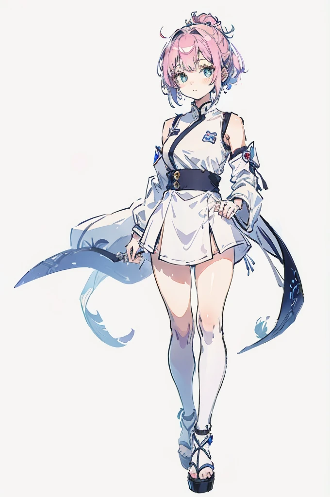 22year old, girl, white background, kawaii, full body, simple clothes,