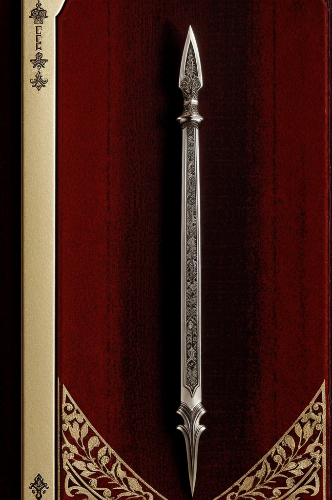 A dagger on the cover of a trilogy called "the scarlet" with edge bottom