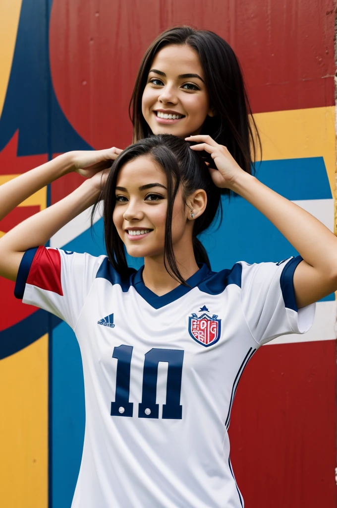 Cartoon girl wearing a soccer shirt with the number 10