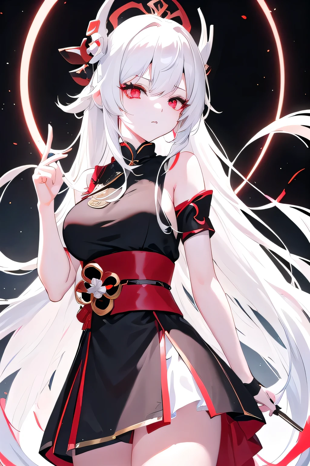 With long white hair and red eyes、Anime girl in black dress, White-haired deity, Bad guy anime 8k, best anime 4k konachan wallpaper, Anime style 4K, Ayaka Genshin Impact, Keqing from genshin impact, anime art wallpaper 8 k, Onmyoji detailed art, Anime Art Wallpaper 4K, Anime Art Wallpaper 4K