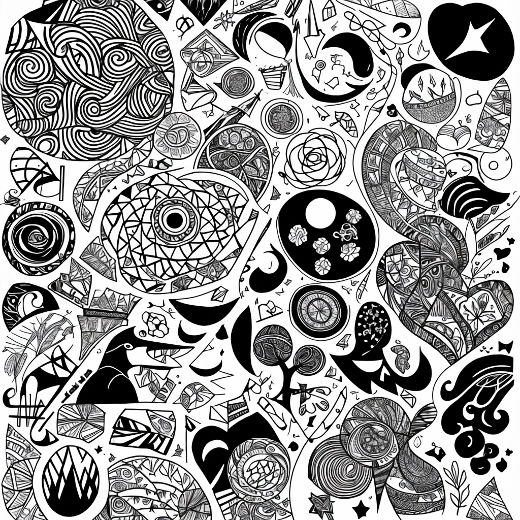 Aesthetic media mix of doodles about black and white dreams