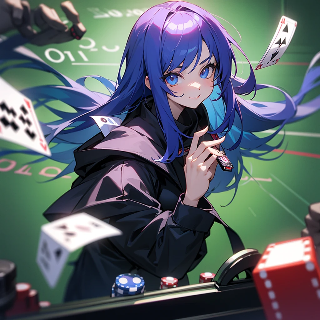 cute hacker anime girl while playing casino game 100x1000