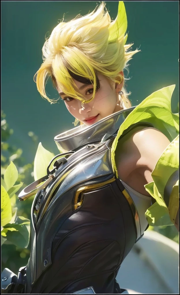 1boy, close up portrait, detailed eyes, detailed lips, extremely detailed face, smiling, yellow hair, flowing hair, sunlight, bright sunny day, soft lighting, warm colors, (best quality,4k,8k,highres,masterpiece:1.2),ultra-detailed,(realistic,photorealistic,photo-realistic:1.37),portrait,natural lighting,vibrant colors,detailed skin texture,glowing skin