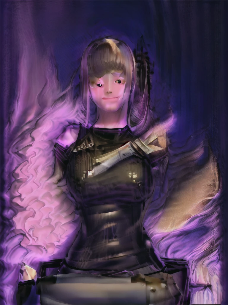 General Details: very detailed, very high resolution, exceptionally high resolution, exceptionally detailed, best quality, 3D artwork, perfect lighting and shading, perfect work, 1 girl, beautiful hands, perfect hands
Not NSFW (Not Safe for Work): (nsfw:-1.5)
Clothing: clothing, (simple dark grey pleated short skirt:1.4), (shiny gold-buckled black leather belt:1.3), (dark blue bow tie:1.2), short sleeves, white shirt, white buttoned shirt
Facial Expression: small smile at the corner of the mouth, very sly eyes
Pose: standing, modeling, looking at the viewer
Character Traits: slender, kawaii, perfectly symmetrical face, soft pinkish cheeks, super cute girl, super cute face, exceptionally detailed eyes, exceptionally detailed hair, extremely cute, extremely beautiful
Background: stargazing field, night, dark, deep depth of field, exceptionally detailed background
Additional Physical Traits: large B-cup breasts, wide hips, large thighs, beautiful long legs, , short
Hairstyle: (ahoge:1.2), (short bob with see-through bangs), one side ponytail on the left, hair between the eyes, pale yellow hair with white tips, bright purple eyes.