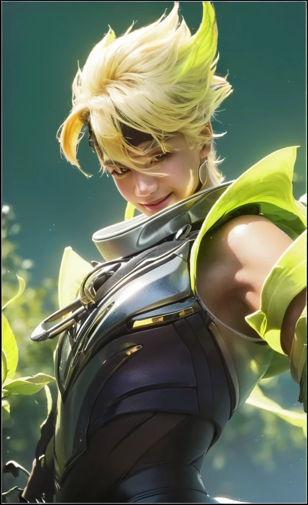 1boy, close up portrait, detailed eyes, detailed lips, extremely detailed face, smiling, yellow hair, flowing hair, sunlight, bright sunny day, soft lighting, warm colors, (best quality,4k,8k,highres,masterpiece:1.2),ultra-detailed,(realistic,photorealistic,photo-realistic:1.37),portrait,natural lighting,vibrant colors,detailed skin texture,glowing skin