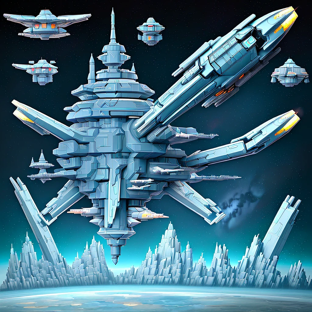 there is a drawing of a space station with a satellite, industrial humanity spaceship, symmetrical outpost, orbital station, blueprint of a spaceship, detailed spacecraft, blueprint of spaceship, hexagonal planetary space base, spaceship design, scifi space station, space station, cargo spaceships, blueprint schematics, detailed spaceship, scifi platform, background space station, spaceship hangar