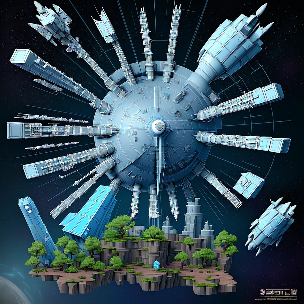 there is a drawing of a space station with a satellite, industrial humanity spaceship, symmetrical outpost, orbital station, blueprint of a spaceship, detailed spacecraft, blueprint of spaceship, hexagonal planetary space base, spaceship design, scifi space station, space station, cargo spaceships, blueprint schematics, detailed spaceship, scifi platform, background space station, spaceship hangar