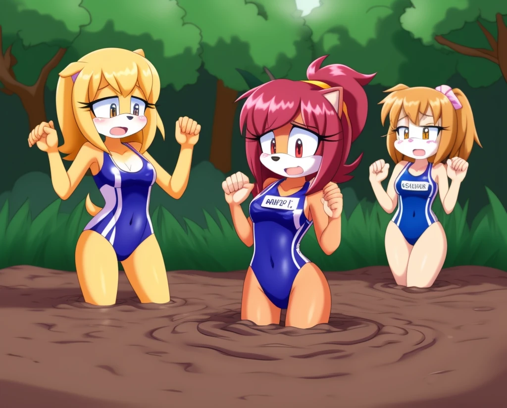 Mobian girls, best quality, HD, full body, sexy breasts girl, puppy girl, floppy ears, glasses, hair, group lined up, group together, 10girls, group peril, multiple girls, 10girls together, hair, 10girls upper body, 10girls in quicksand, hair, dripping, panic, dance, group, multiple girls, open mouth, masterpiece, teranen, sad, one-piece swimsuit, quicksand, sinking, 10girls in quicksand, scream, hands up, gurgling, drowning, orgasm, challenge, lying, on back, group lying, group sinking, school swimsuit, panic, peril, swimsuit, one-piece swimsuit, school swimsuit, old school swimsuit, blue one-piece swimsuit, name tag, group peril