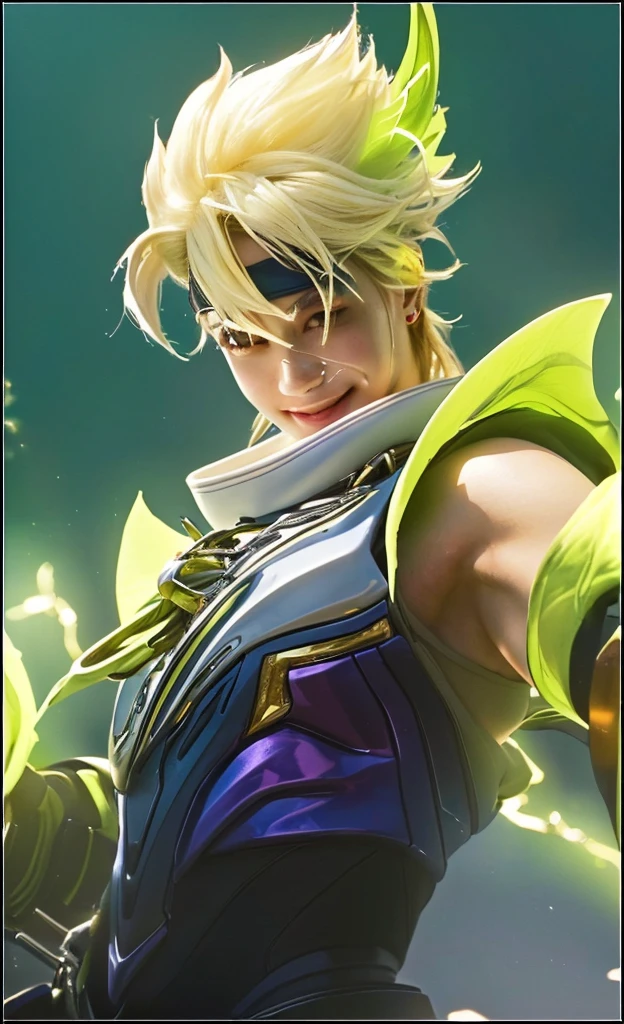 1boy, close up portrait, detailed eyes, detailed lips, extremely detailed face, smiling, yellow hair, flowing hair, sunlight, bright sunny day, soft lighting, warm colors, (best quality,4k,8k,highres,masterpiece:1.2),ultra-detailed,(realistic,photorealistic,photo-realistic:1.37),portrait,natural lighting,vibrant colors,detailed skin texture,glowing skin