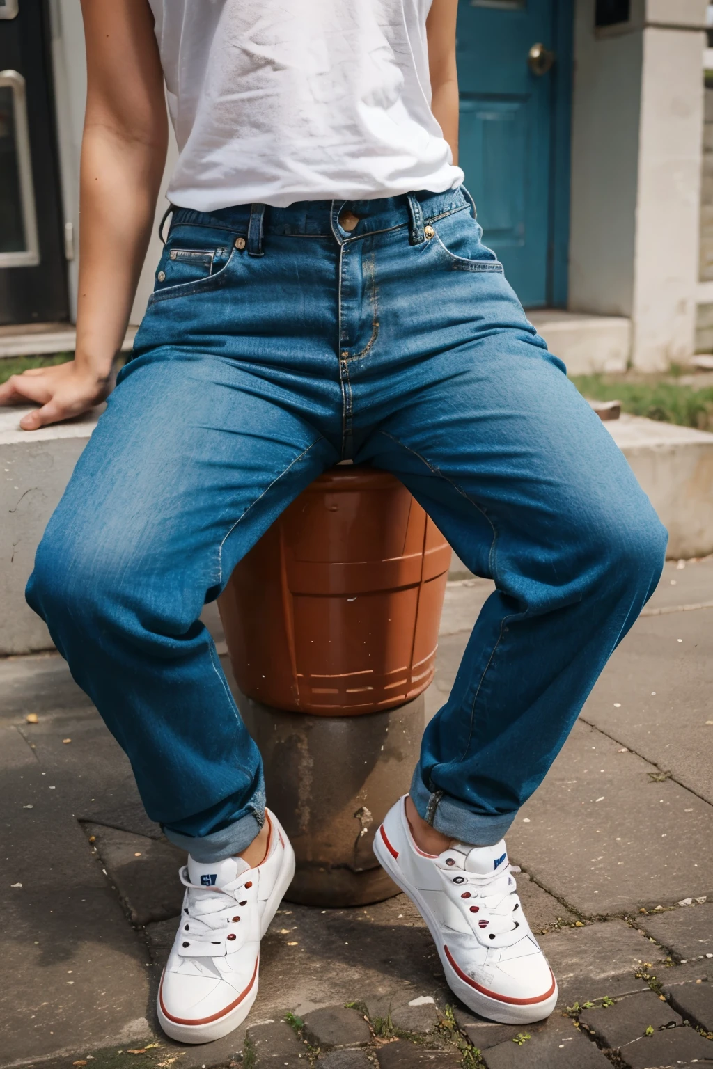 Girl peeing on pants