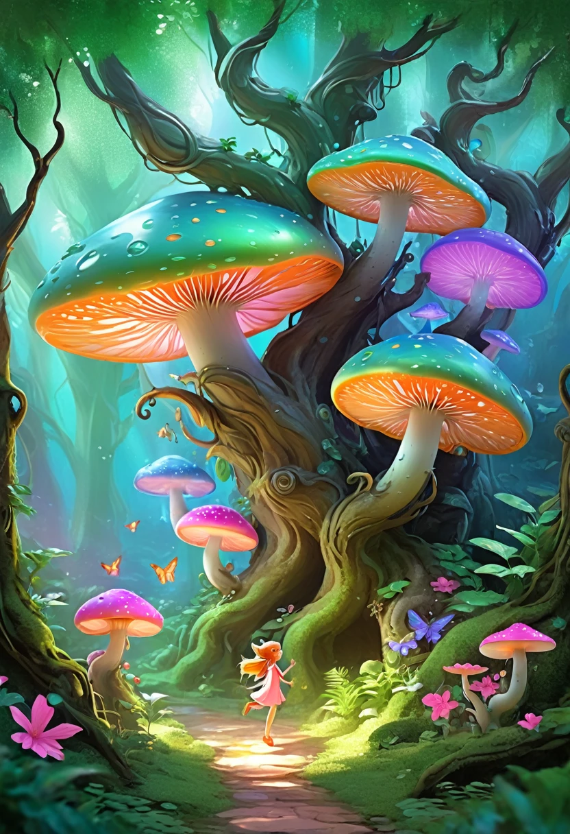 A fantastic and real forest, very real, fantastic and colorful, showing a group of ren playing and exploring in a magical forest.. Trees have unusual shapes and colors, with branches that twist and intertwine, creating an environment full of magic and wonder.
Childun and jump over raised roots, surrounded by bright flowers and luminous mushrooms. Some have stopped to observe small magical creatures that float and flutter around them, like fairies and elves. Others are building shelters with branches and leaves, giving life to your dreams.
The color palette is vibrant and saturated, with intense shades of green, blue, purple, orange and pink that give the scene an ethereal and dreamlike appearance. The lighting is warm and diffuse, creating an enchanted and welcoming atmosphere.
Focus on capturing joy, the curiosity and overflowing imagination of children ay interact with this fantastic world. that every detail, from the textures of the vegetation to the expressions on the faces, convey a sense of wonder and unlimited possibilities."
It's prompt, I have tried to provide clear instructions on:
The magical and fantastic environment of the forest The activities and emotions of the children The usa vibrant and warm color palette The lighting and the immersive atmosphere