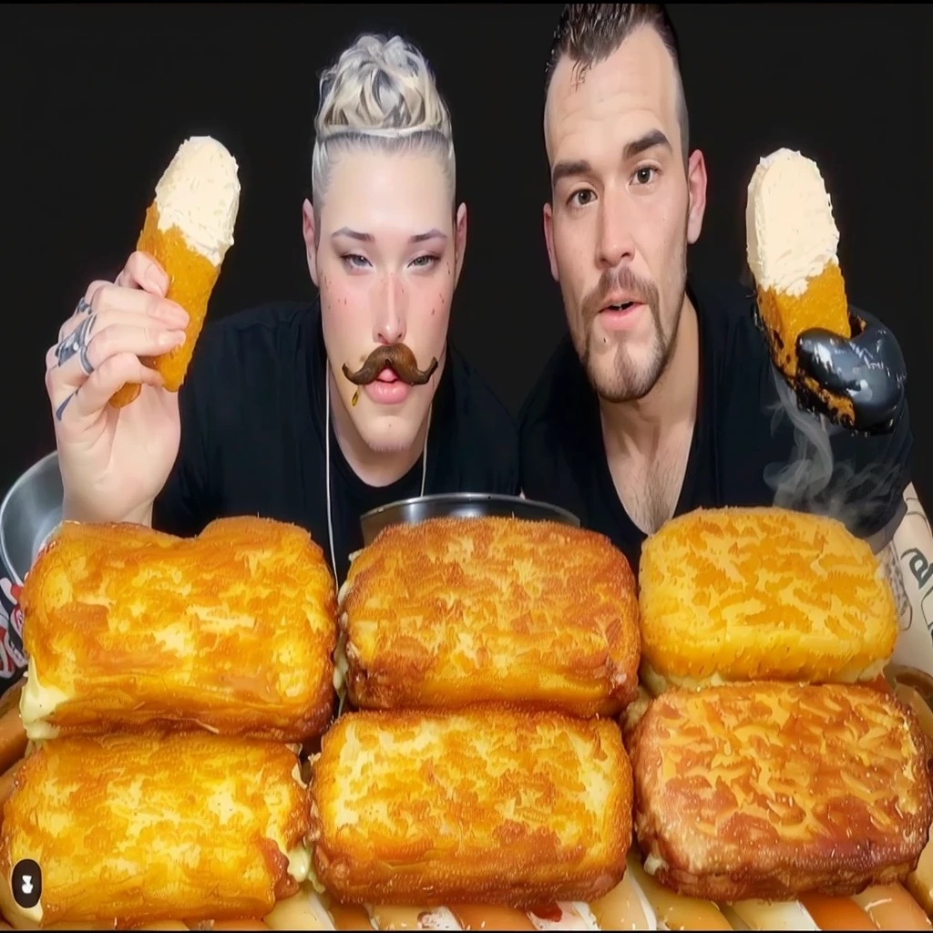 there are two men holding a tray of fried foods, sausage hair, photo of a girl smoking, hotdogs, super realistic food picture, Burgers, anonymous as a sausage, lots crocante, Beskinski, Beksinsky, ❤🔥🍄🌪, lots, lots surreal, deep fried, mukbang
