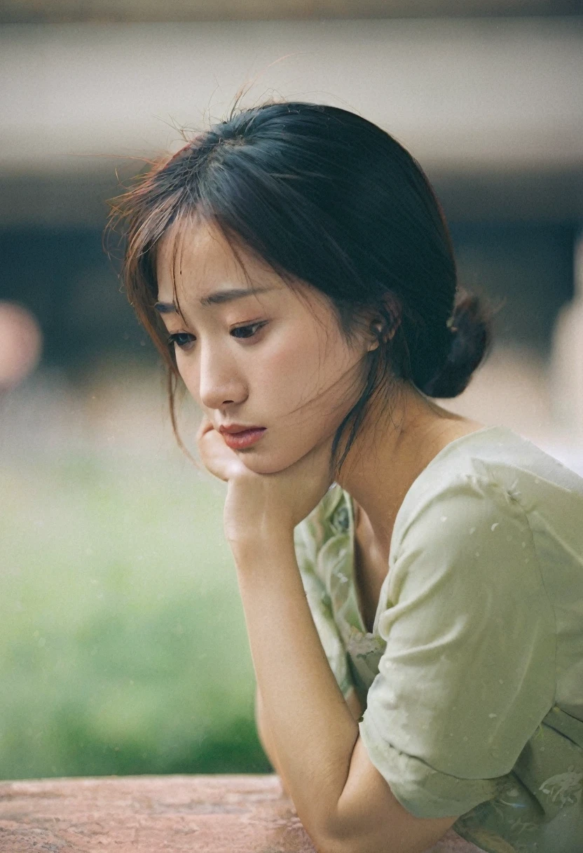 Asian girl looking sad