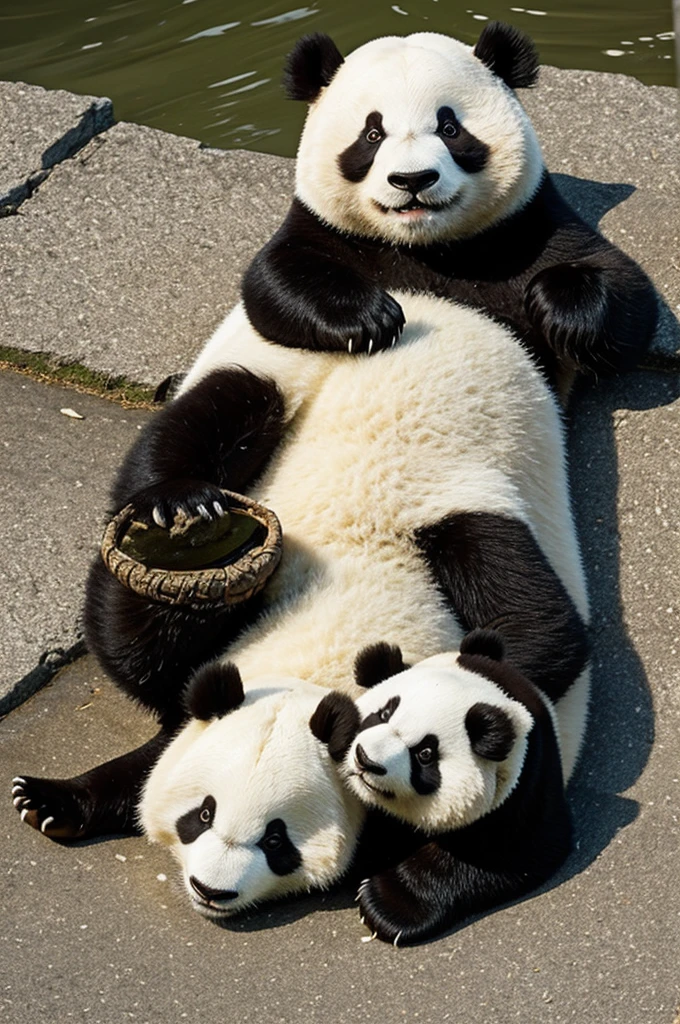 I want an animated panda, dead and say c river c above the panda.