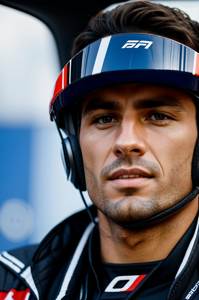 F1 racing driver in closeup