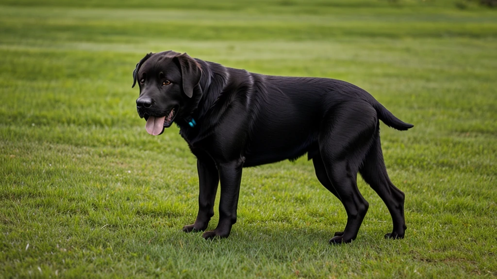 Labrador dog on a green background