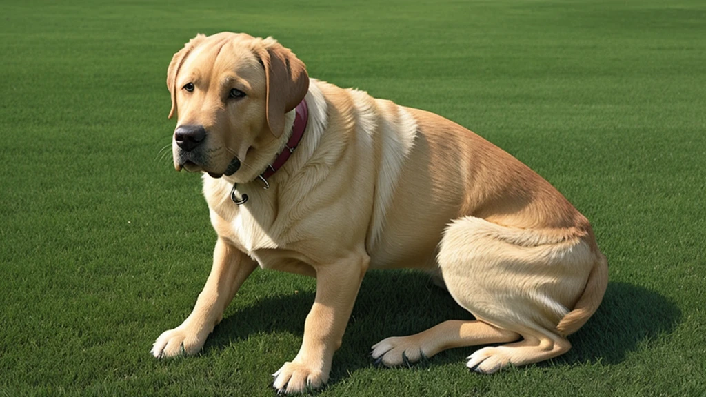 Labrador dog sitting on a green background