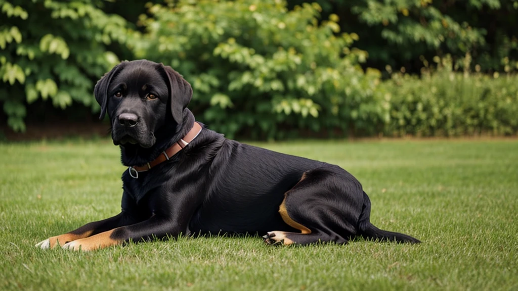 Labrador dog sitting on a green background