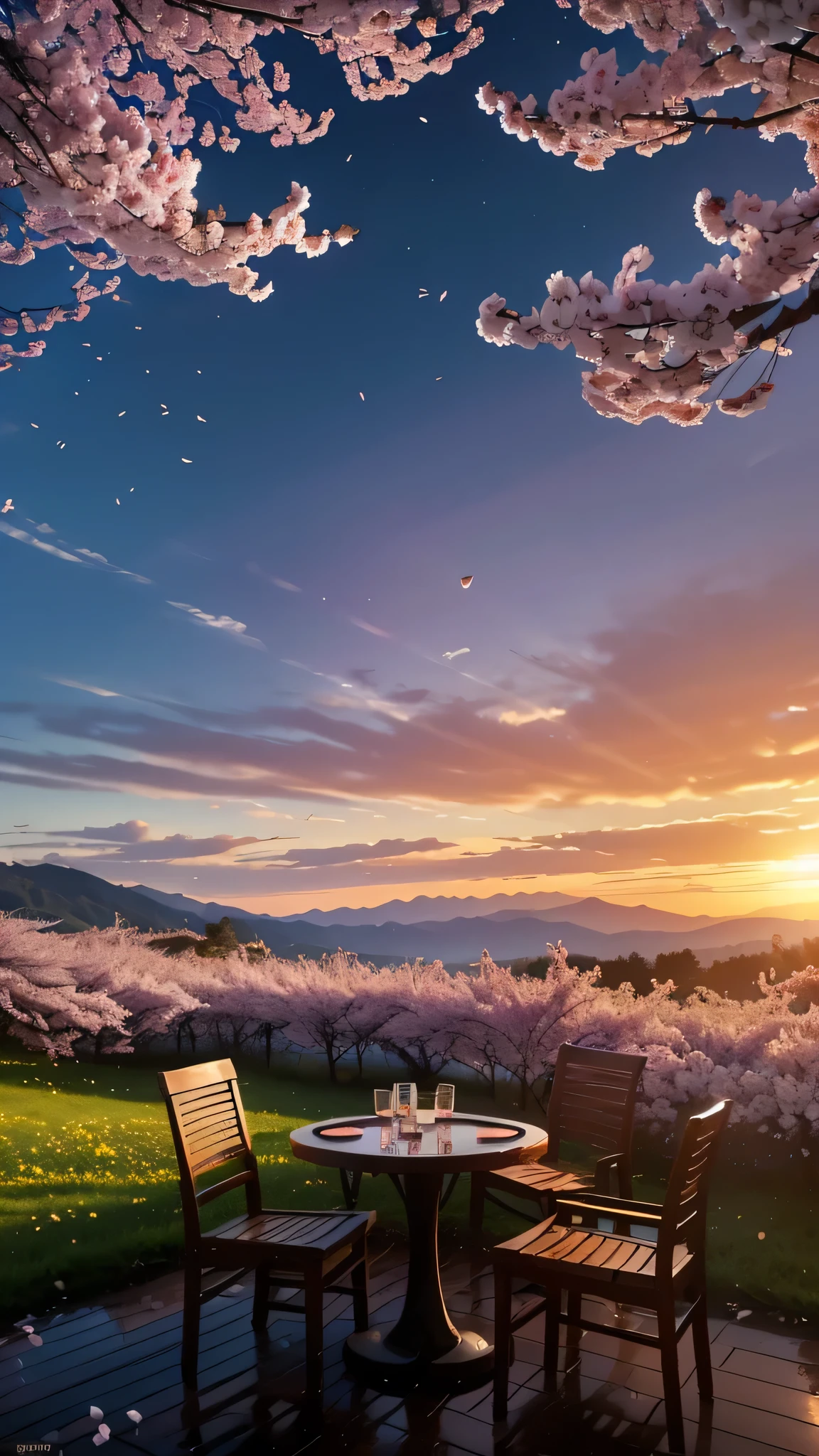 ((logo, Astonishing, 8K, On the table, RAW photos, Astonishing, Top quality, Photorealistic and Very detailed CG Integrated 8K Wallpaper, high quality, Very detailed, Narrative Poems, Particle Effects, dynamic effect, Text border depth, light, lens flare, Ray Tracing, On the table, real: 1.4, ultra HD: 1.2, real, real)), fantasy, Anatomically correct, wind, The beauty and splendor of mountains and forests, The silence of the world and the beauty of the meadow, Vast land, Lakeside, Beautiful wind view, Beautiful natural wind scenery, wind, Cherry blossoms, Cherry blossoms petals flying, Cherry blossoms暴wind雪, Falling Flowers.