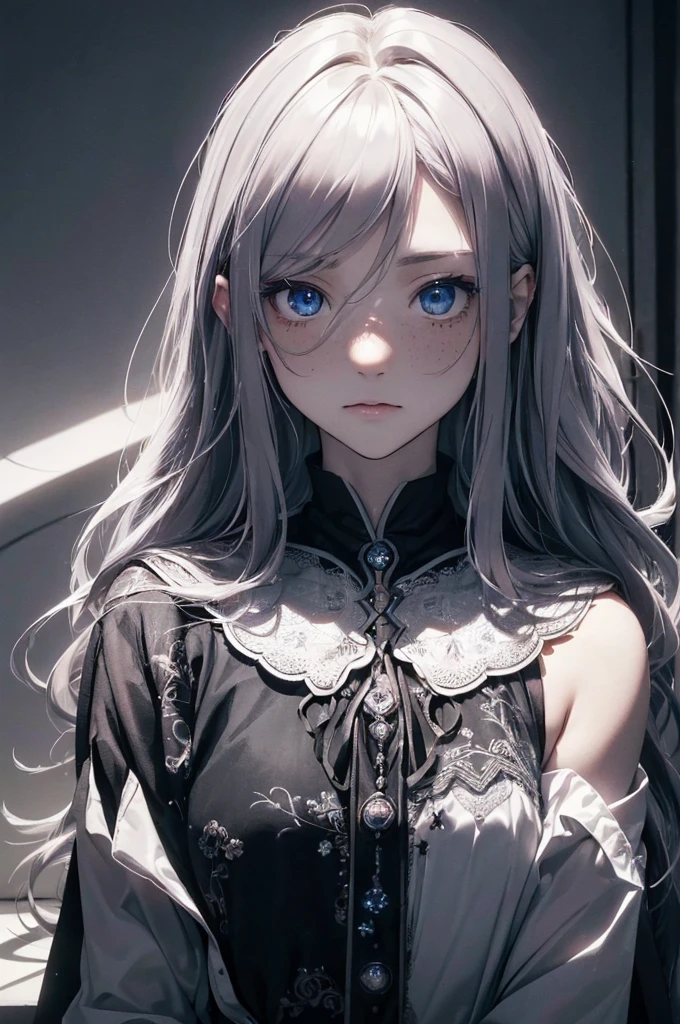((1 Female, 1 person, Solitary) Alice, Humanity, Long curly blond hair, blue eyes, freckle, ager, 18 years, Rebirth_ongoing) (Main Part, Super detailed, 8K, (HD, Sunlight:0.5, Soft_shadow:0.5, atmosphere_light, 8K, 4K, Surrealism, elegant, ((((Appearance)))), Soft Ton, 柔和的light))(((Dark, Chiaroscuro)))