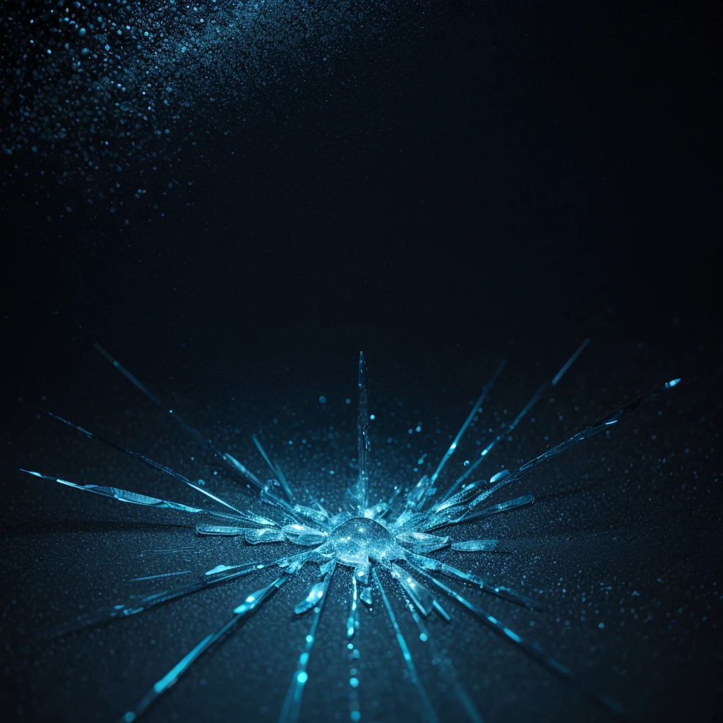 Make a black and blue image background with ice textures and ice particles 