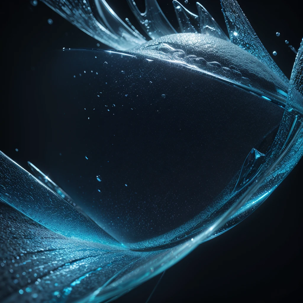 Make a black and blue image background with ice textures and ice particles 
