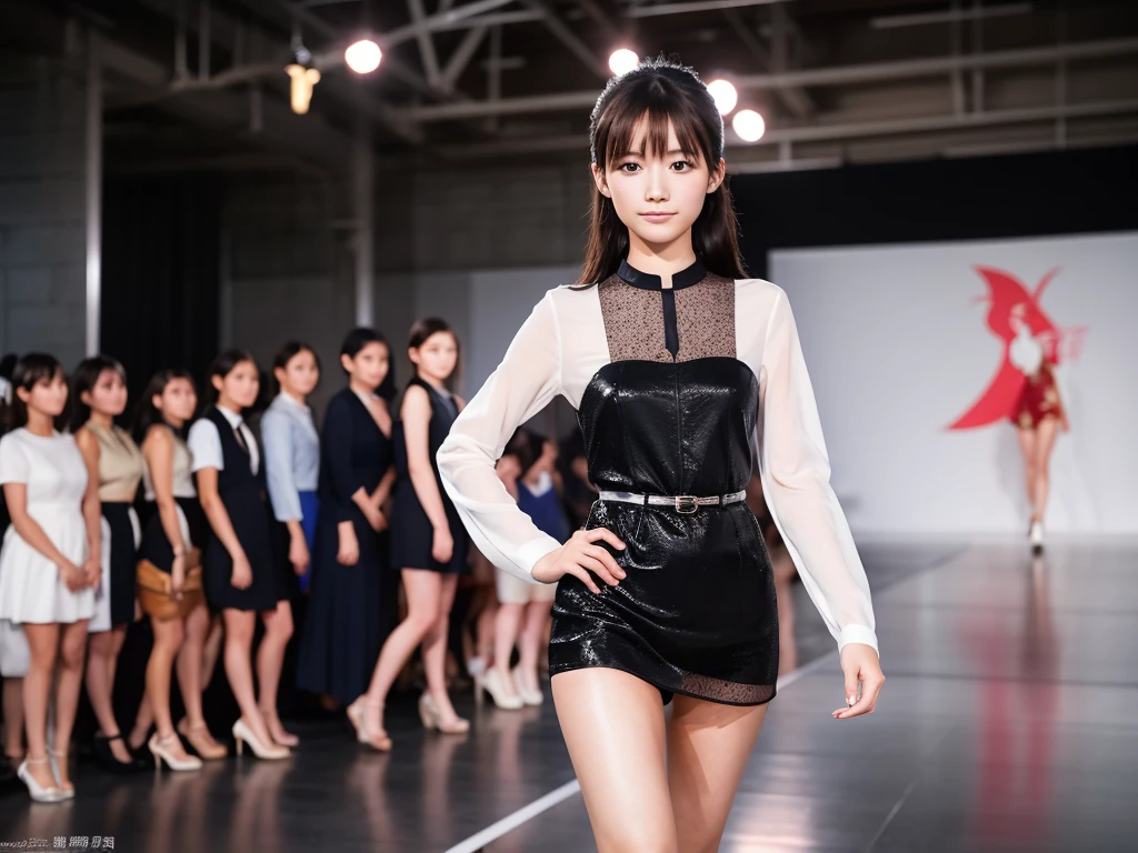An extremely beautiful Japanese high school girl race queen who highlights her beautiful legs、She was photographed walking down the runway at a fashion show wearing Andre Sarda's new underwear.、She is an eternal idol who combines a clean look with modern charm.。 She creates such beauty。 She feels her own warmth。 She creates a warm atmosphere。 We create beauty。 That's what I want to say。 In her full body photo、The figure features porcelain-like skin and golden hair that radiates a soft glow.。 This is probably、It captured the essence of her timeless charm.、This is the best shot ever.。 Each straight line and curve is carefully expressed.、Breathtakingly beautiful with impeccable detail。 This piece perfectly captures her timeless beauty.。 Divine Proportions、Sharp focus、Full-body photo taken by Kishin Shinoyama、high quality、High resolution、Detailed Background