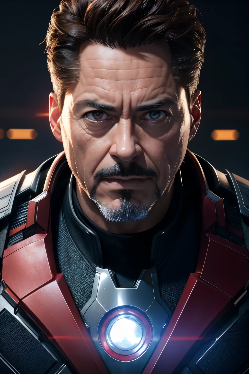 Marvel, Old man Tony Stark, realistically, dynamic lights, old, gray stubble, full shoot, (extremely detailed CG unity 8k wallpaper), trending on ArtStation, trending on CGSociety, High Detail, Sharp focus, dramatic, photorealistic