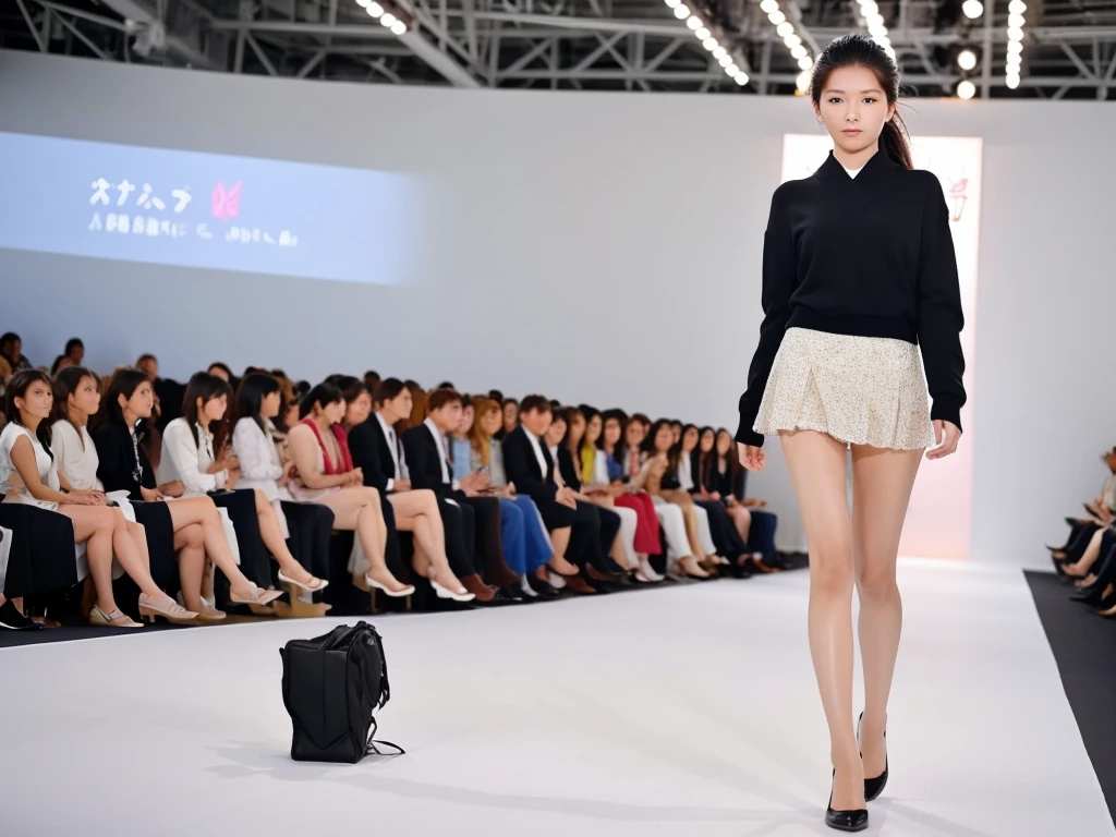 An extremely beautiful Japanese high school girl race queen who highlights her beautiful legs、She was photographed walking down the runway at a fashion show wearing Andre Sarda's new underwear.、She is an eternal idol who combines a clean look with modern charm.。 She creates such beauty。 She feels her own warmth。 She creates a warm atmosphere。 We create beauty。 That's what I want to say。 In her full body photo、The figure features porcelain-like skin and golden hair that radiates a soft glow.。 This is probably、It captured the essence of her timeless charm.、This is the best shot ever.。 Each straight line and curve is carefully expressed.、Breathtakingly beautiful with impeccable detail。 This piece perfectly captures her timeless beauty.。 Divine Proportions、Sharp focus、Full-body photo taken by Kishin Shinoyama、high quality、High resolution、Detailed Background