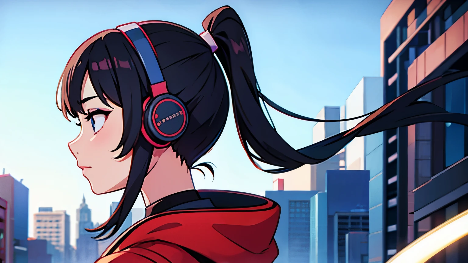 girl ponytail headphone