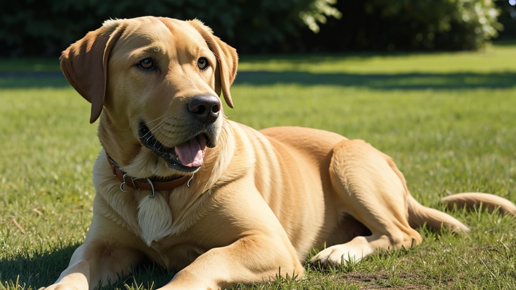 Labrador dog sitting on a green background