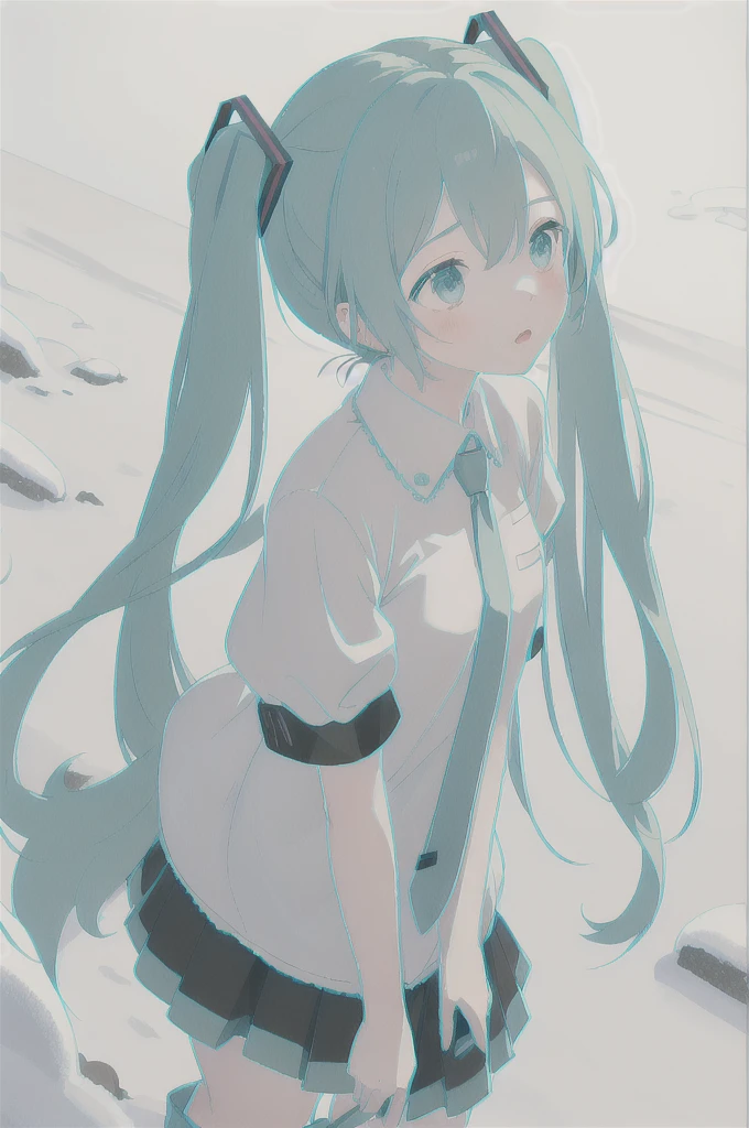 (best quality, masterpiece, highres),1girl,solo,dynamic_angle,
hatsune miku,snow boots,puffy_short_sleeves,cropped torso upper body,zeiss otus 55mm,
aqua stroke,