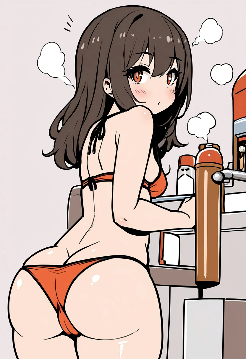 A hot cute sexy girl with big and big butt wearing a bikini letting out some gas out of her rear