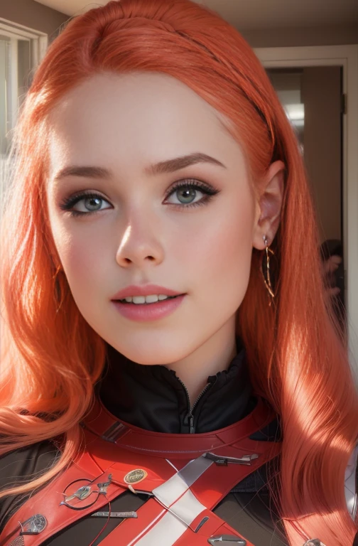 image of amy caylene, inspired by Nína Tryggvadóttir, portrait of maci holloway, gorgeous kacey rohl, inspired by Louisa Matthíasdóttir, headshot profile picture, jodie bateman, nina tryggvadottir, amouranth, a redheaded young woman, better known as amouranth