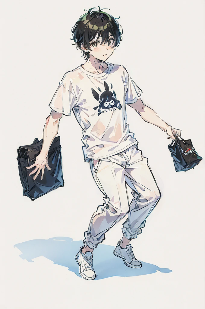 boy, white background, full body, playboy,
T-shirt wear