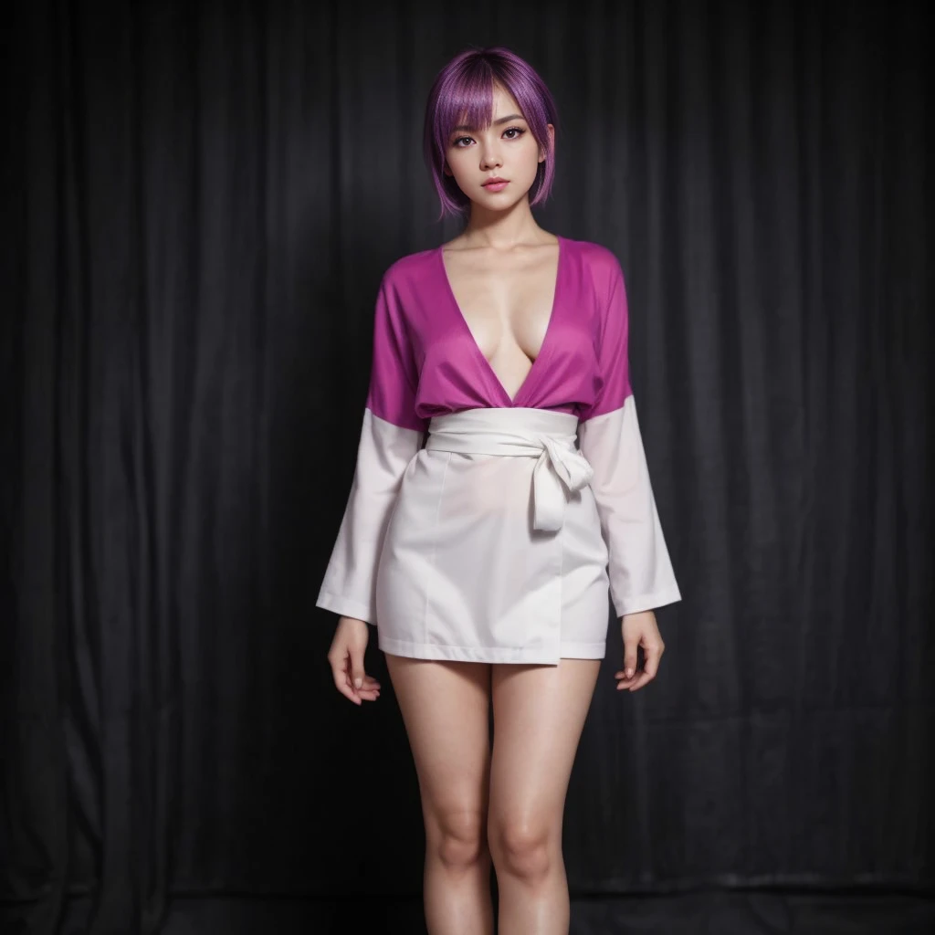(best qualityer,ultra detali,realisitic:1.37), Ayane, beautifull detailed face,perfect symmetry,perfectly shaped body,perfect make-up,bright coloured,studio lighting