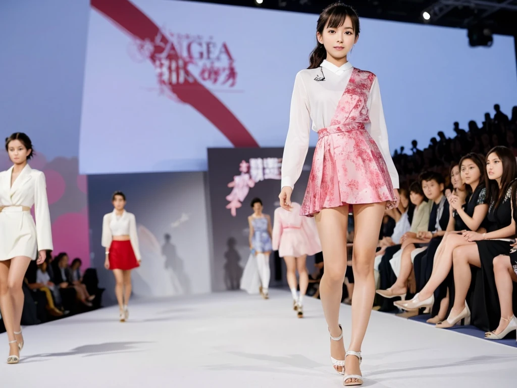 An extremely beautiful Japanese high school girl race queen who highlights her beautiful legs、She was photographed walking down the runway at a fashion show wearing Andre Sarda&#39;s new underwear.、She is an eternal idol who combines a clean look with modern charm.。 She creates such beauty。 She feels her own warmth。 She creates a warm atmosphere。 We create beauty。 That&#39;s what I want to say。 In her full body photo、The figure features porcelain-like skin and golden hair that radiates a soft glow.。 This is probably、It captured the essence of her timeless charm.、This is the best shot ever.。 Each straight line and curve is carefully expressed.、Breathtakingly beautiful with impeccable detail。 This piece perfectly captures her timeless beauty.。 Divine Proportions、Sharp focus、Full-body photo taken by Kishin Shinoyama、high quality、High resolution、Detailed Background
