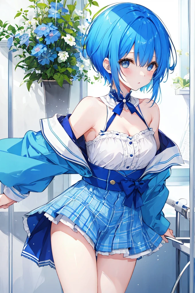 Girl、Blue hair short、Sexy