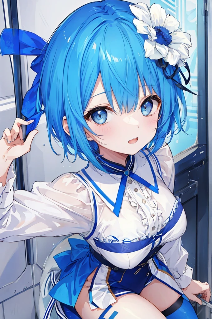 Girl、Blue hair short、Sexy