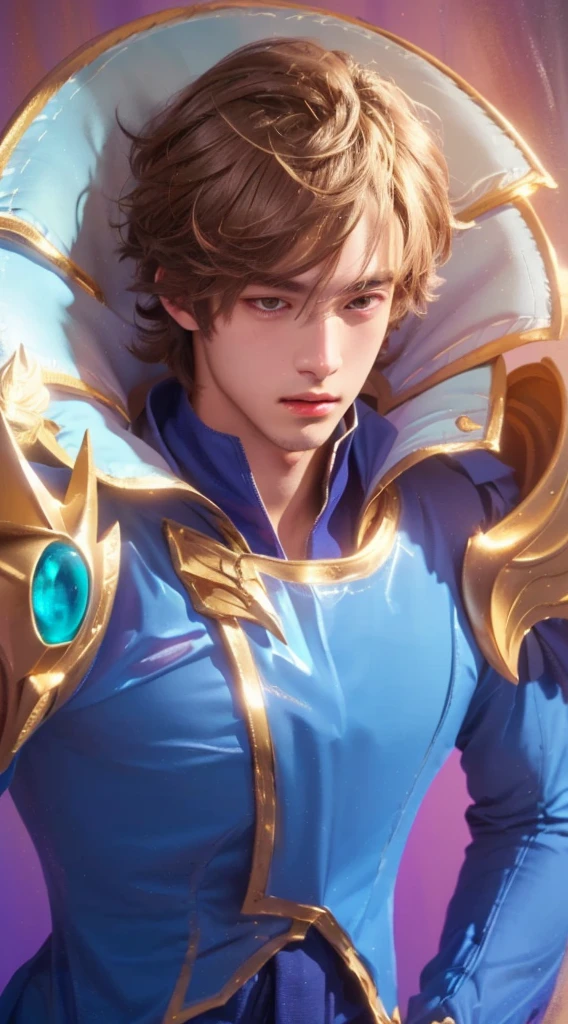 1 young boy, extremely detailed face and eyes, gold paladin armor, androgynous prince, delicate features, casimir art style, highly detailed, cinematic lighting, dramatic shadows, vibrant colors, digital painting, 4k, photorealistic