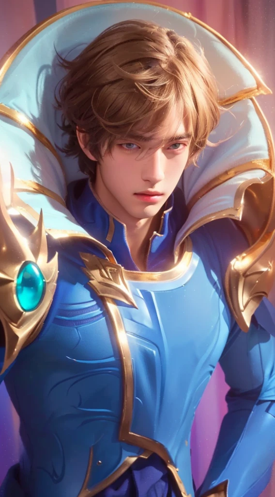 1 young boy, extremely detailed face and eyes, gold paladin armor, androgynous prince, delicate features, casimir art style, highly detailed, cinematic lighting, dramatic shadows, vibrant colors, digital painting, 4k, photorealistic