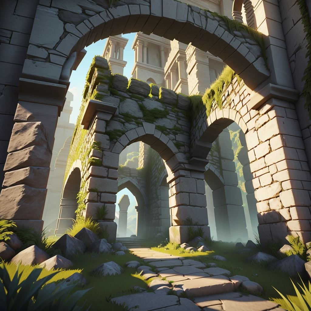 a close up of a stone arch with grass and rocks, game asset, stone gate to the dark cave, high quality lowpoly art, low - poly 3 d model, arch, low poly model, low poly 3d model, rpg game environment asset, seperated game asset, magical portal gateway, low poly 3 d, low-poly elements!!!, ruins