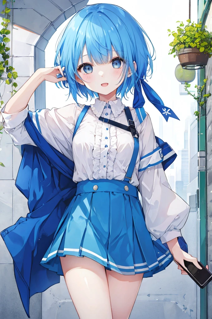 Girl、Blue hair short、Sexy